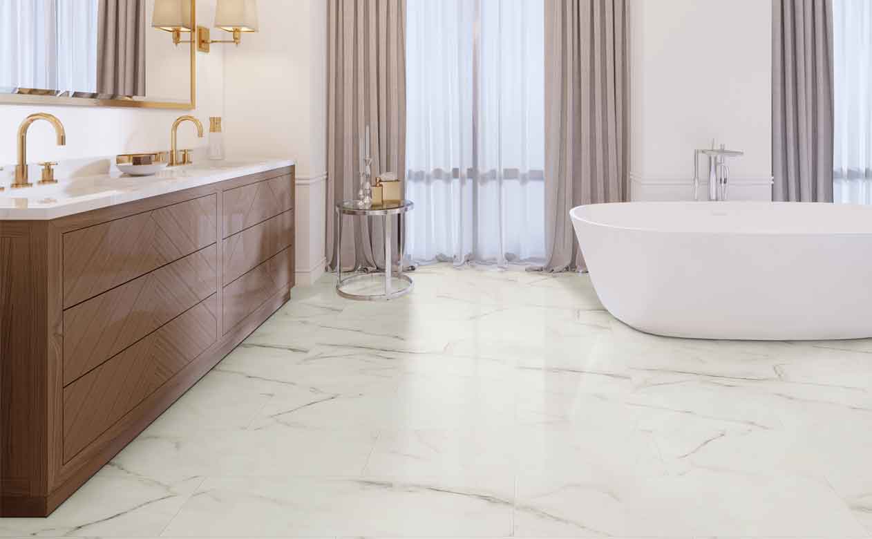 LVT flooring in Denver, CO installed in a bathroom