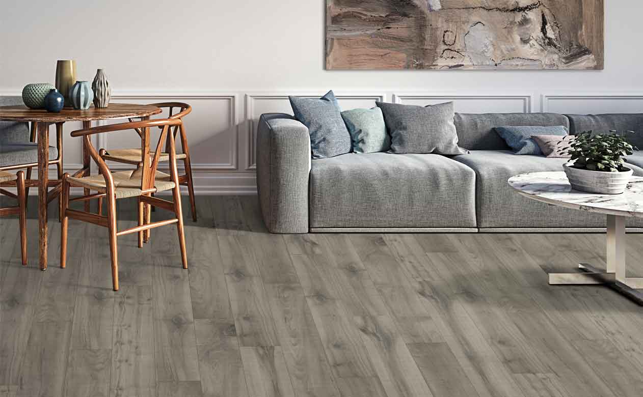 Living room laminate flooring installed in Denver, CO